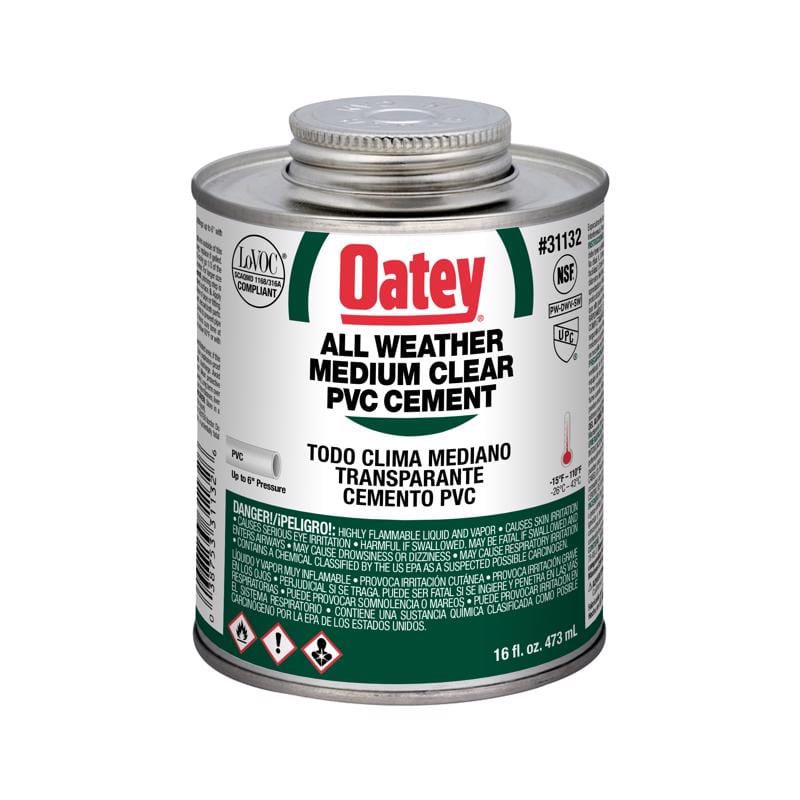 Oatey 31132 All Weather Clear Cement For PVC 16 oz