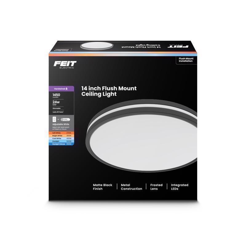 Feit Electric FM14D/6WY/BK Feit 2.6 in. H X 14 in. W X 14 in. L Matte Black Black Ceiling Fixture