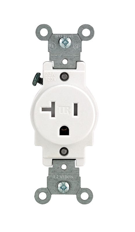 Leviton T5020-0WS 20 amps 125 V Single White Outlet 5-20R 1 pk