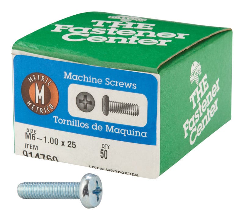 Hillman 914760 M6-1 Ga. X 25 mm L Phillips Pan Head Zinc-Plated Steel Metric Machine Screws 1 pk