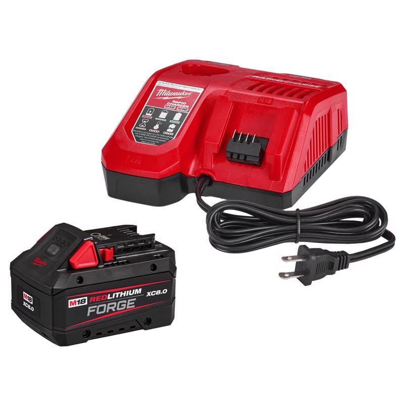 Milwaukee 48-59-1813GB 18V Red lithium FORGE Rapid Charger Starter Kit 12 Ah Lithium-Ion Battery and Charger 2 pc