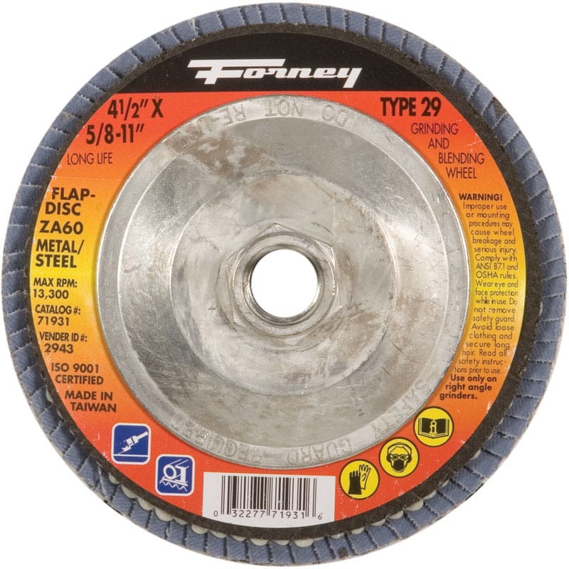 Forney 71932 Flap Disc, Type 29, 4-1/2" x 5/8"-11, ZA