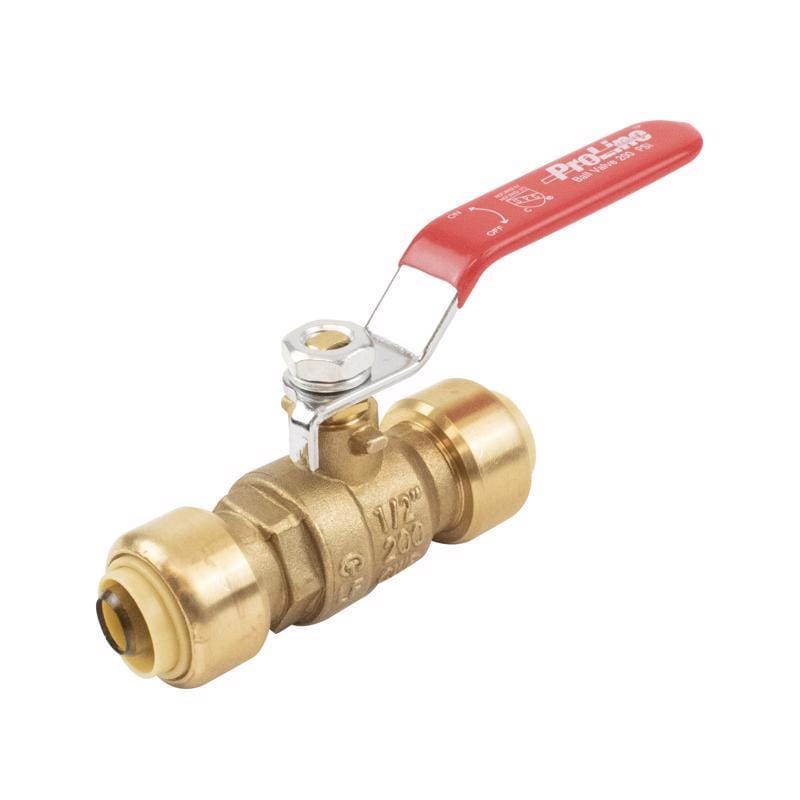 B&K 1107-063 Proline 1/2 in. Brass Push Fit Ball Valve Full Port Quarter-Turn Lever