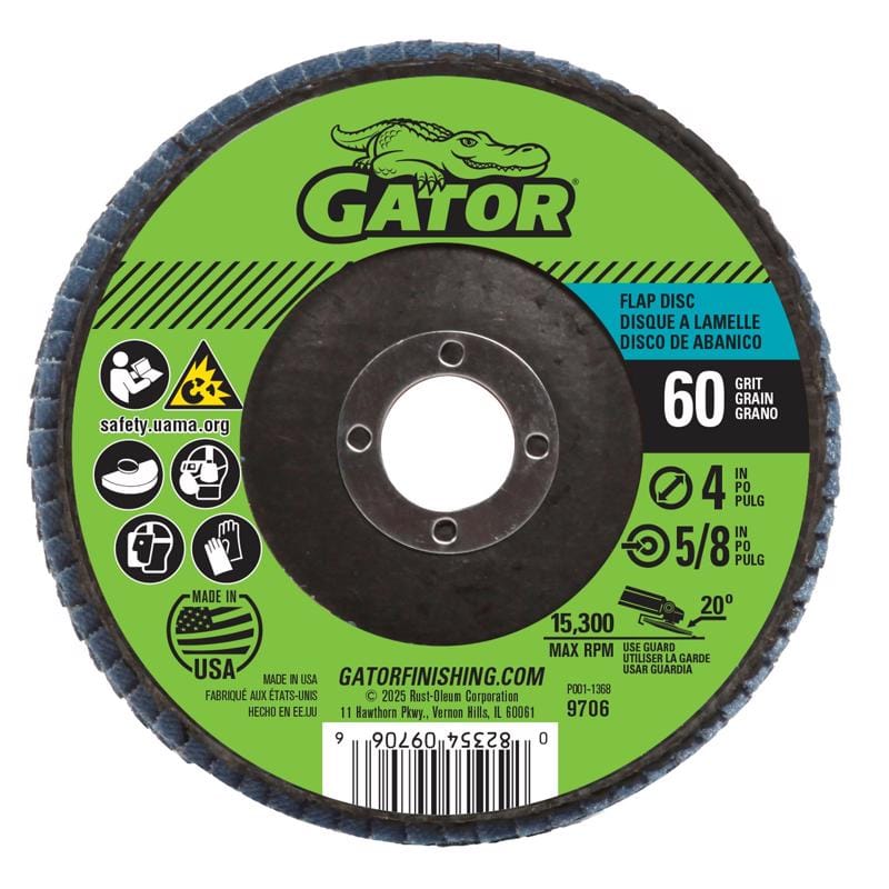 Gator 9706 4 in. D X 5/8 in. Zirconia Aluminum Oxide Flap Disc 60 Grit 1 pk