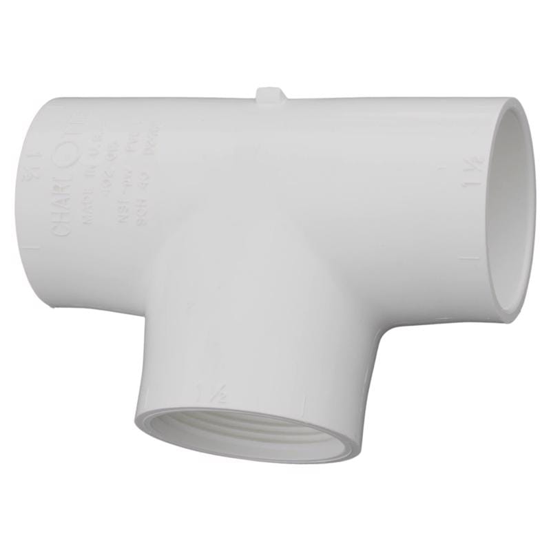 Charlotte Pipe PVC24011400 Schedule 40 1-1/2 in. Slip X 1-1/2 in. D Slip PVC Tee 1 pk