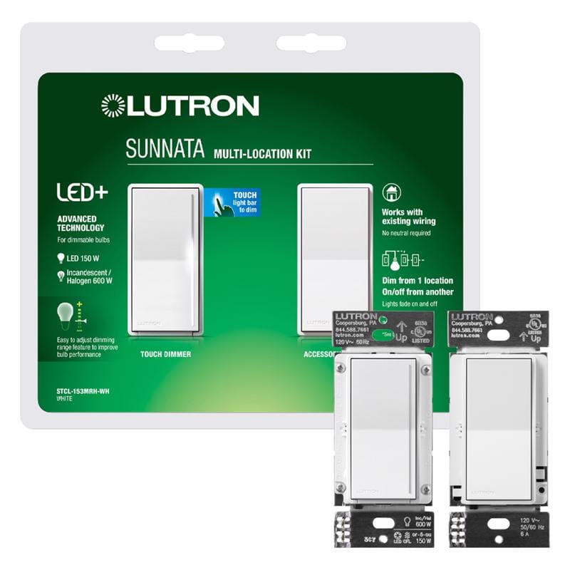 Lutron STCL-153MRH-WH Sunnata White 150 W Rocker Dimmer 1 pk