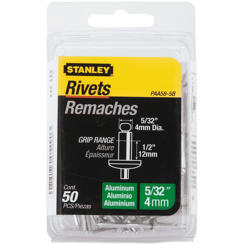 Stanley PAA58-5B 5/32 in. D X 1/2 in. Aluminum Blind Rivets Silver 50 pc