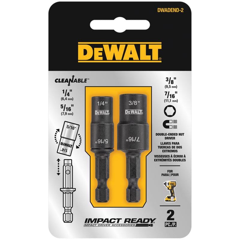 Dewalt DWAFEDEND2 1/4,5/16,3/8,7/16 in. X 2 in. L Black Oxide Double-Ended Nut Driver Set 2 pc
