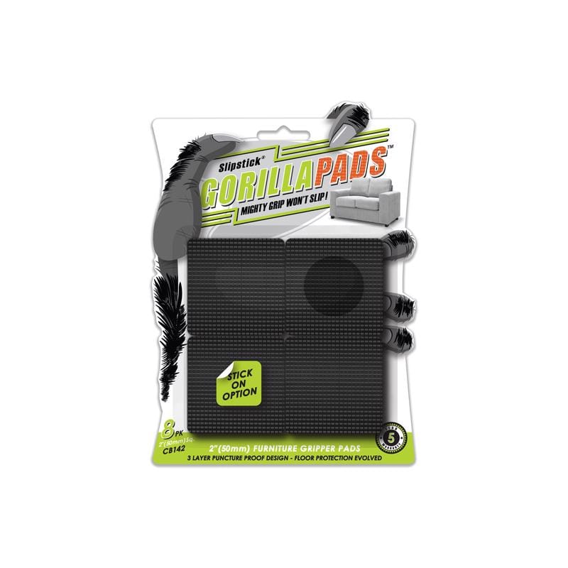 Slipstick CB142 GorillaPads Rubber Self Adhesive Gripper Pad Black Square 2 in. W X 2 in. L 8 pk