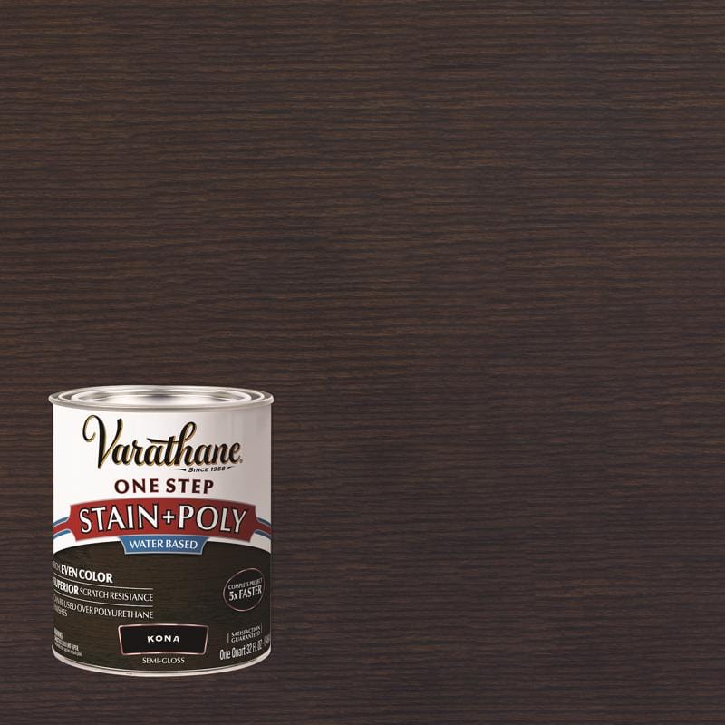 Varathane 333655 Semi-Gloss Kona Water-Based Acrylic Modified Urethane One-Step Stain/Poly 1 qt