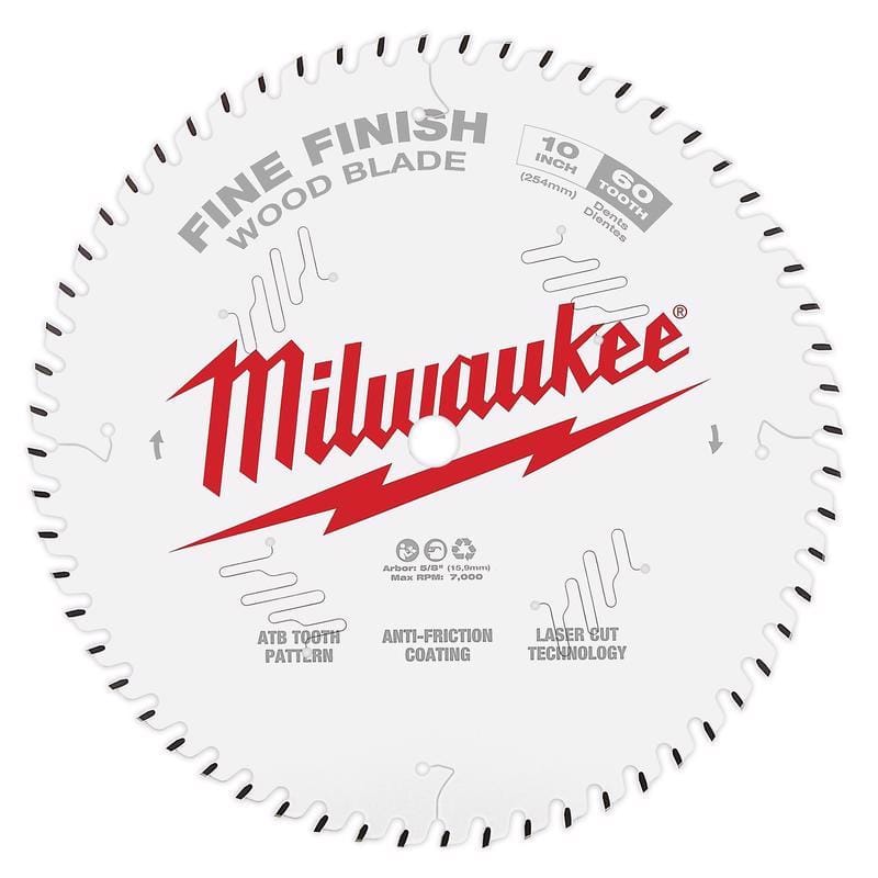 Milwaukee 48-40-1028 10 in. D X 5/8 in. Fine Finish Tungsten Carbide Circular Saw Blade 60 teeth 1 pk