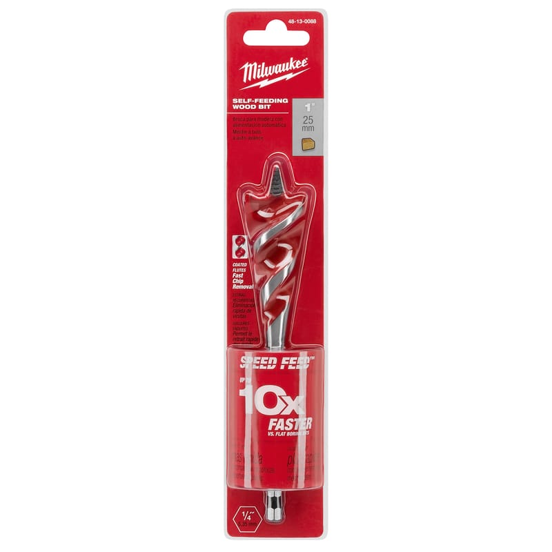 Milwaukee 48-13-0088 Speed Feed 1 in. X 6-1/2 in. L Steel Self-Feeding Wood Bit Quick-Change Hex Shank 1 pc