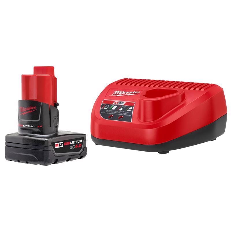Milwaukee 48-59-2440 M12 RedLithium XC 4 Ah Lithium-Ion Battery and Charger 2 pc