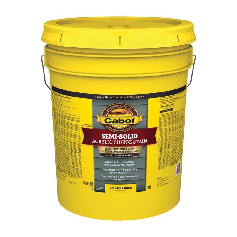 Cabot 140.0001106.008 Semi-Solid Acrylic Neutral Base Acrylic Siding and Trim Stain 5 gal