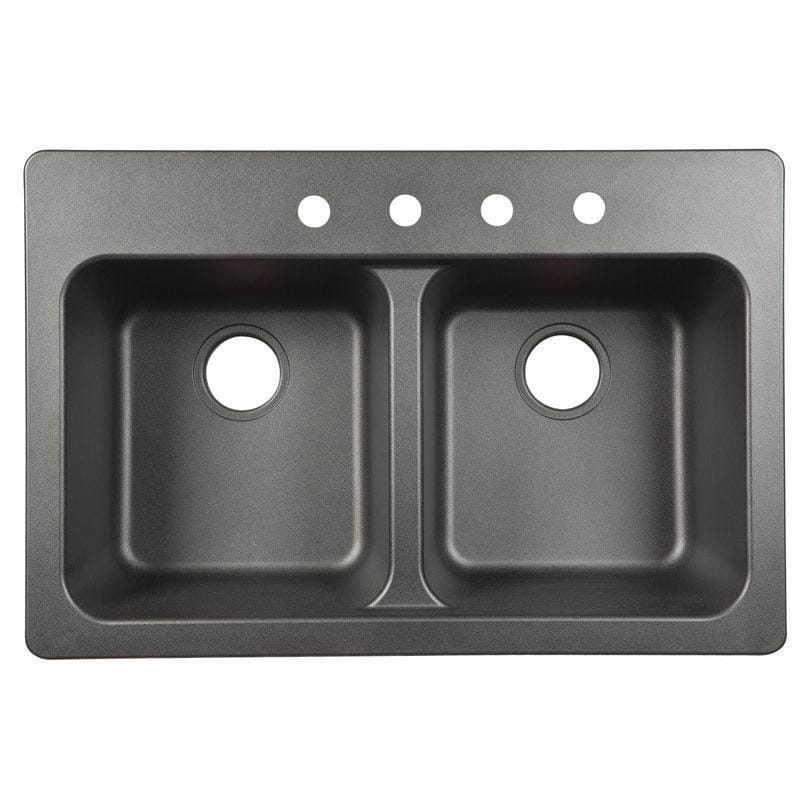 Franke FTB904BX Tectonite Dual Mount 33 in. W X 22 in. L Double Bowl Kitchen Sink Black