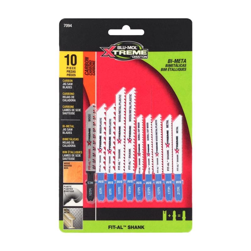 Blu-Mol Xtreme E0217094 Bi-Metal Universal Jig Saw Blade Set 10 pc