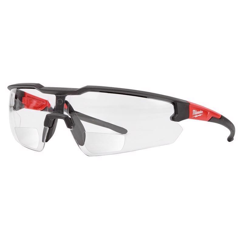 Milwaukee 48-73-2202 Anti-Scratch Magnified Safety Glasses Clear Lens Black/Red Frame