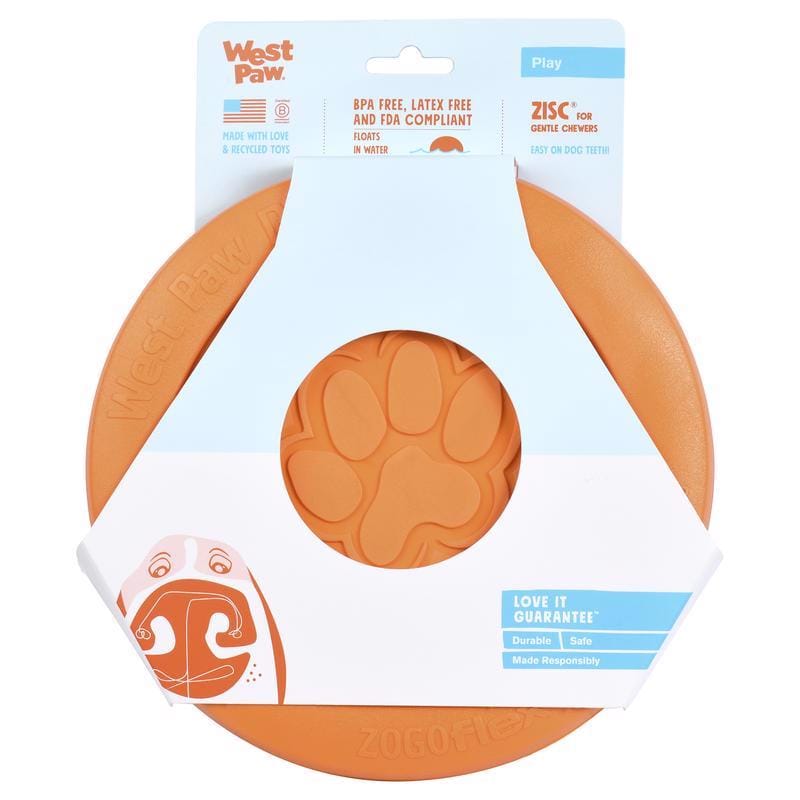 West Paw ZG031TNG Zogoflex For Dog Orange Plastic Zisc Disc Pet Toy Large 1 pk