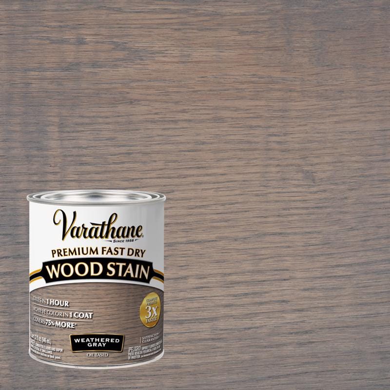 Varathane 269394 Premium Weathered Gray Oil-Based Fast Dry Wood Stain 1 qt