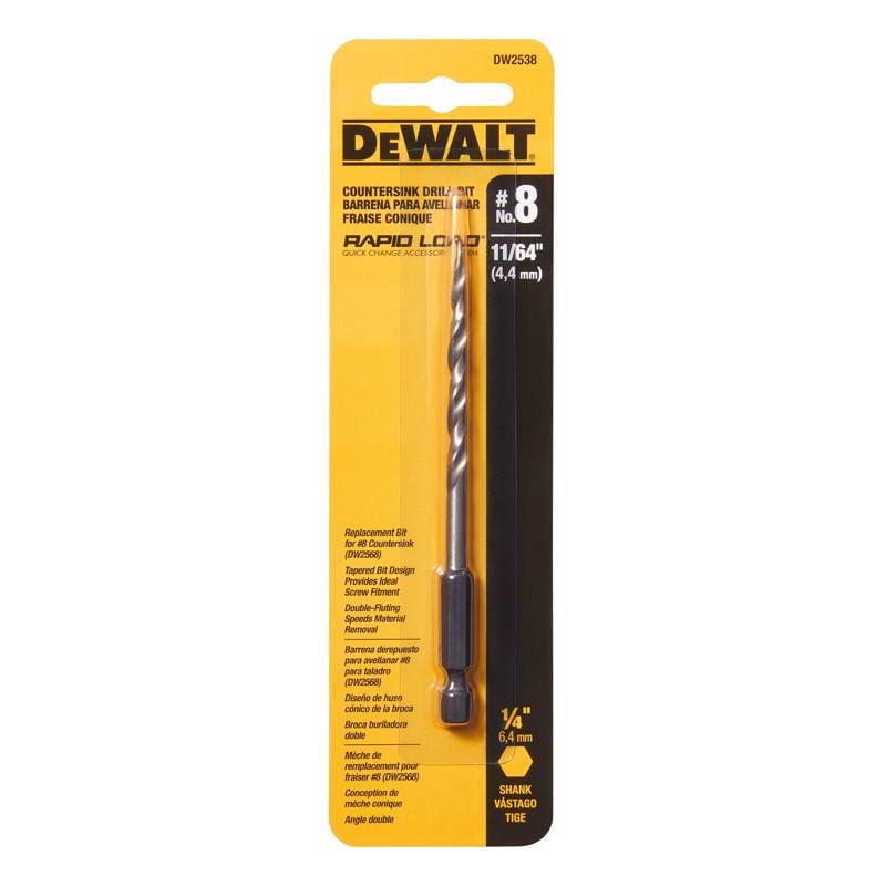 Dewalt DW2538 #8 Sizes X 11/64 in. D Steel Replacement Countersink Bit 1 pc