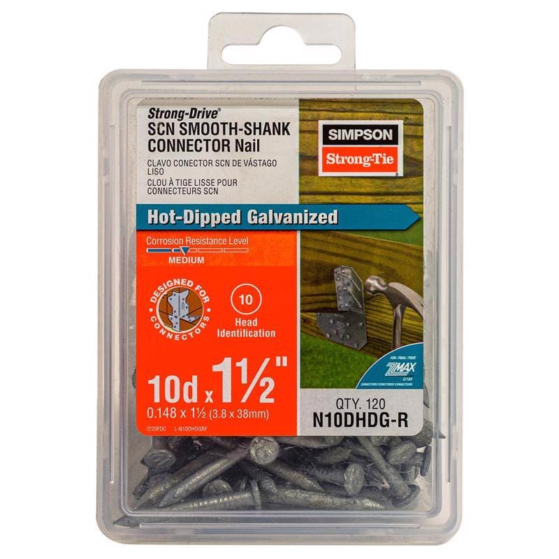 Simpson Strong-Tie N10DHDG-R 10D 1-1/2 in. Wood Joiner Hot-Dipped Galvanized Steel Nail Round Head 1 lb