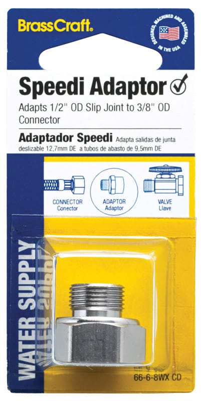 Brasscraft 66-6-8WX CD Speedi Plumb 3/8 in. O.D. Tube pc X 1/2 in. D FIP Chrome Plated Brass Adapter