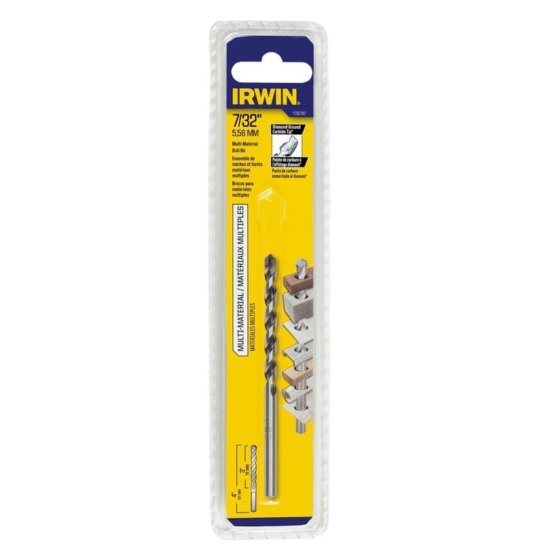 Irwin 1792767 7/32 in. X 4 in. L Multi-Material Jobber Length Masonry Drill Bit Straight Shank 1 pc