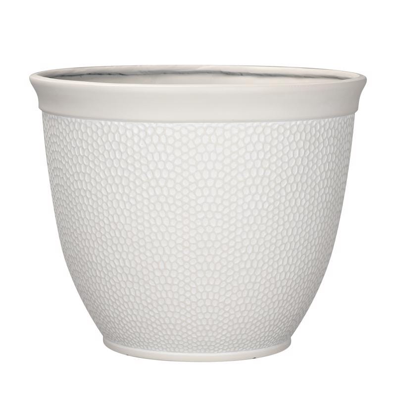 L&G PVI4616TWI 13 in. H X 16 in. D Polyresin Shea Planter White