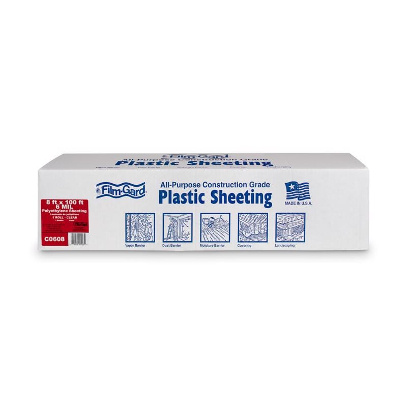 Film-Gard 626021 Plastic Sheeting 6 mil X 8 ft. W X 100 ft. L Polyethylene Clear 1 pk