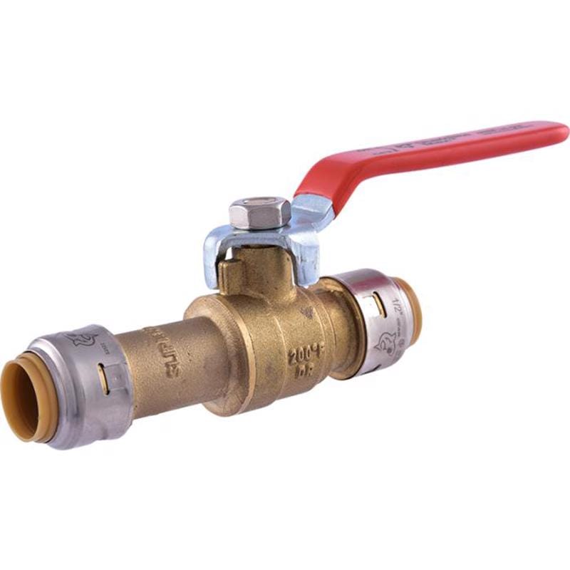 Sharkbite UR24735 1/2 in. Brass Push Fit Slip Ball Valve Full Port Lever For Potable Water