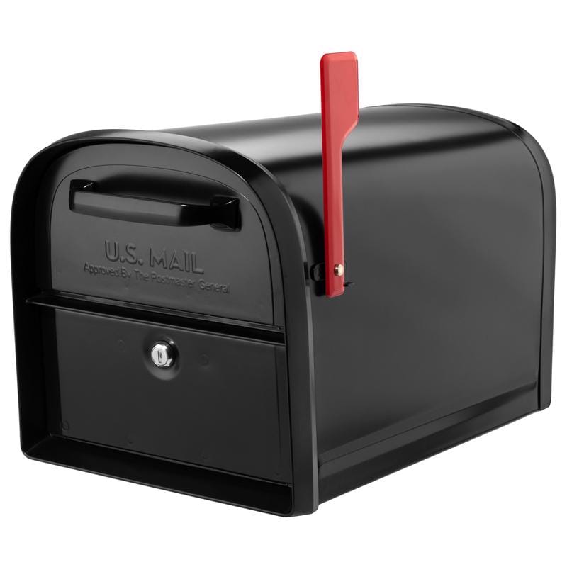 Architectural Mailboxes 6300B-10 Oasis 360 Modern Galvanized Steel Post Mount Black Mailbox