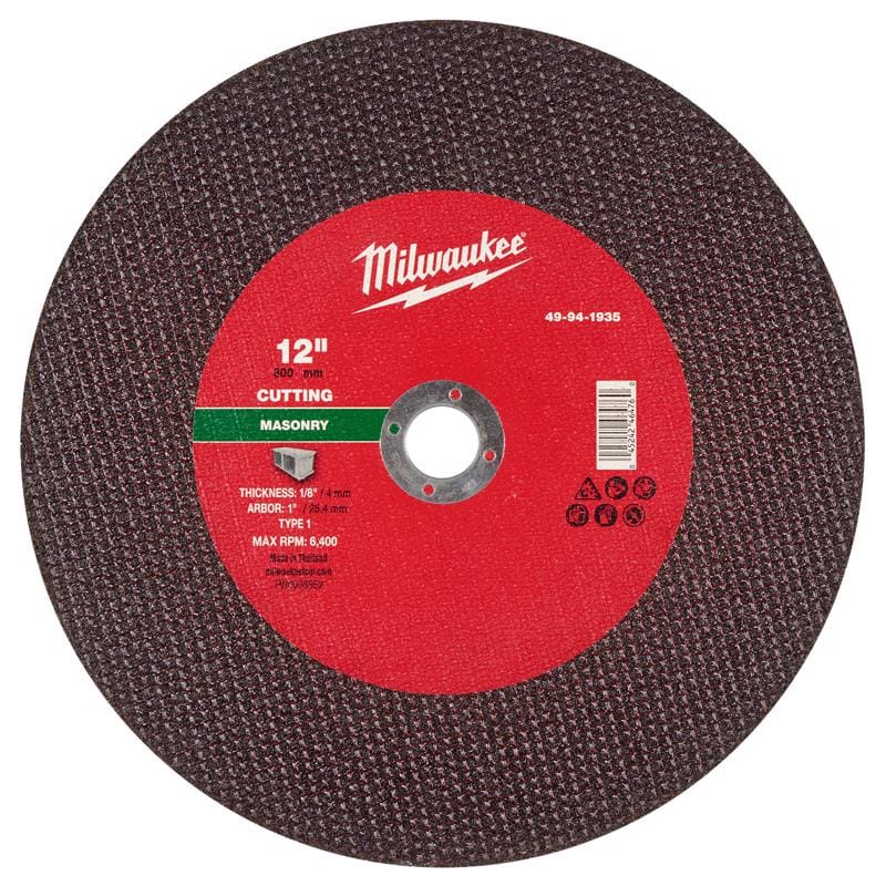 Milwaukee 49-94-1935 12 in. D X 1 in. X 1/8 in. thick Masonry Cut-Off Wheel 1 pc