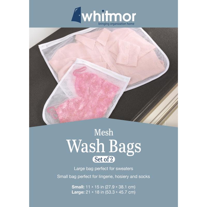 Whitmor 6154-140 White Mesh Fabric Collapsible Laundry Bag