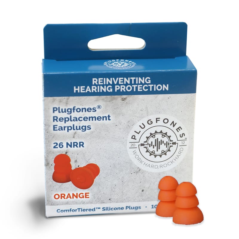 Plugfones PRP-SO10 ComforTiered 27 dB Silicone Replacement Tip Replacement Ear Plugs Orange 5 pair