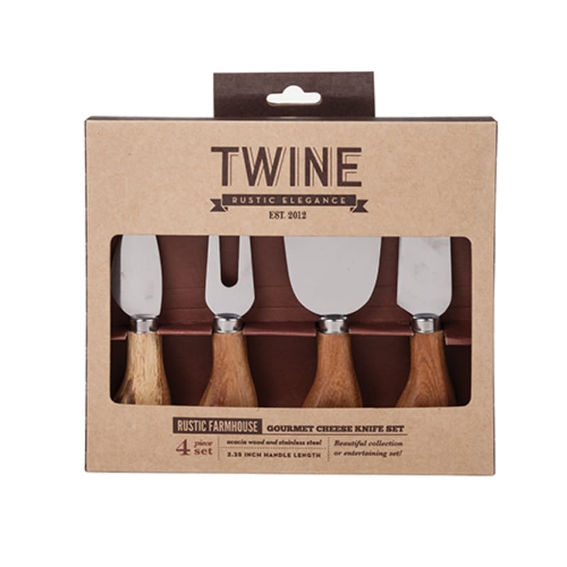 Twine 3367 Rustic Farmhouse Natural Stainless Steel/Wood Cheese Knives