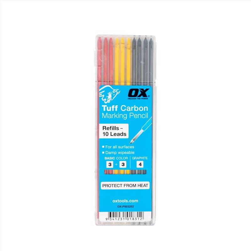 Ox Tools OX-P503202 Tuff Carbon 5 in. L Marking Pencil Replacement Leads Assorted 10 pc