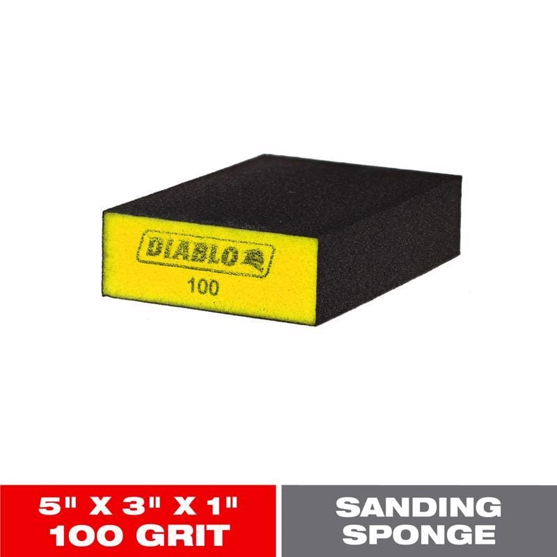 Diablo DFBLBLOFIN04G 5 in. L X 3 in. W X 1 in. 100 Grit Fine Flat Surface Sanding Sponge