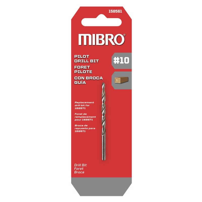 Richelieu 158561 Mibro #10 X 3.125 in. L Steel Screw Pilot Pilot Drill Bit Straight Shank 1 pk