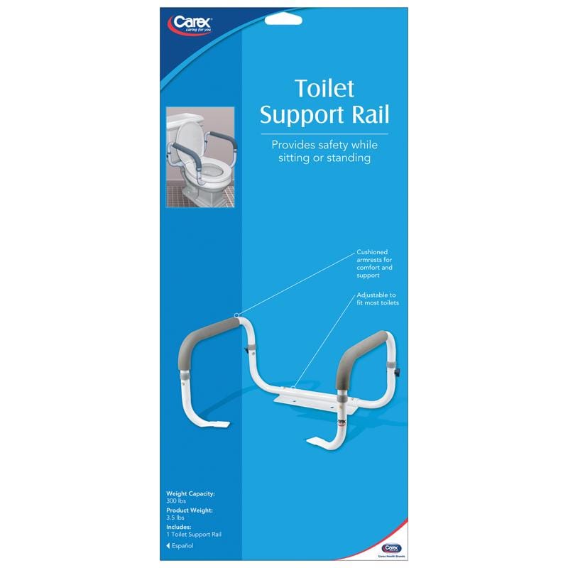 Carex Health Brands FGB36800 0000 White Toilet Safety Bar Aluminum/Plastic 11 in. H X 21 in. L