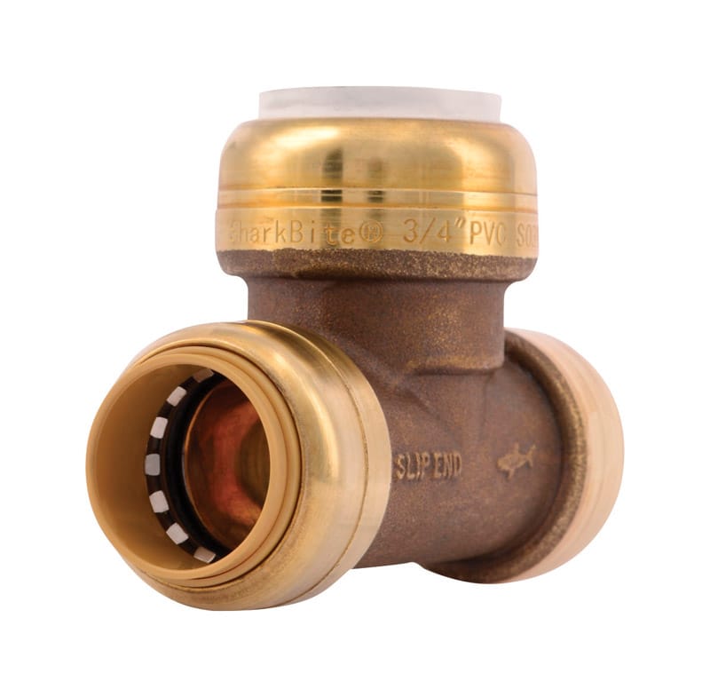 Sharkbite UIP371A Push to Connect 3/4 in. CTS in. X 3/4 in. D CTS Brass Tee
