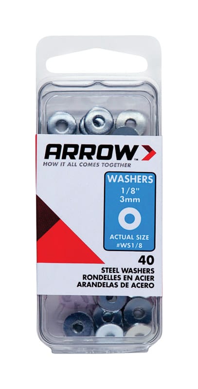 Arrow WS1/8 1/8 in. D Steel Flat Washers Silver 40 pk