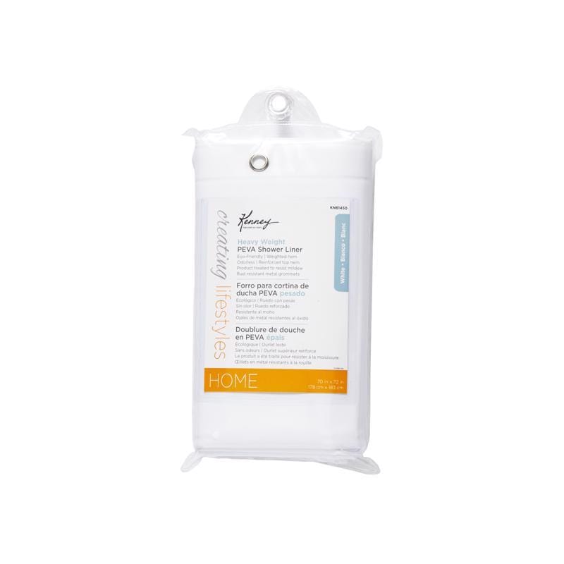 Kenney KN61450 72 in. H X 70 in. W White Shower Curtain Liner PEVA