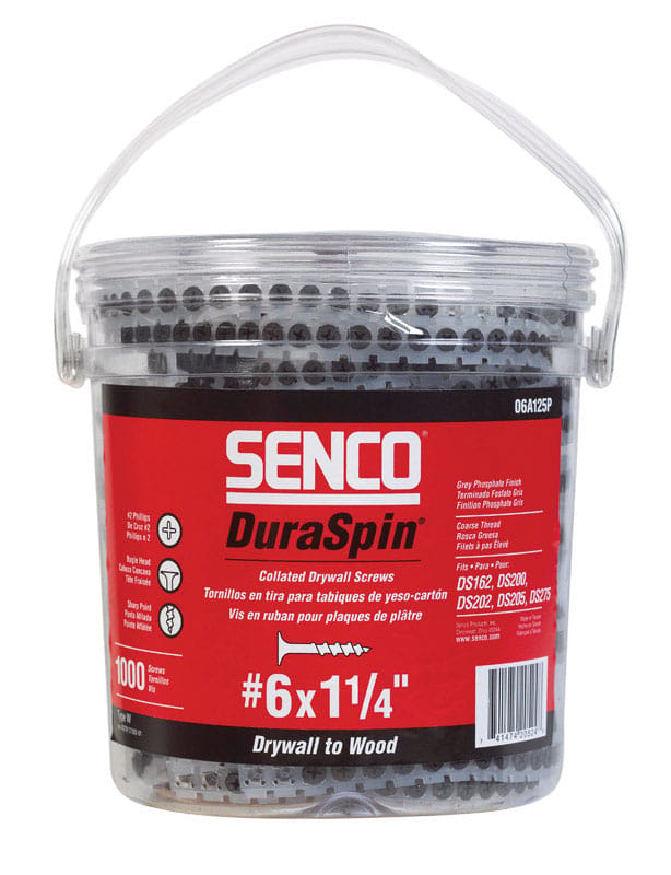 Senco 06A125P DuraSpin No. 6 Sizes X 1-1/4 in. L Phillips Coarse Collated Drywall Screws 1000 pk