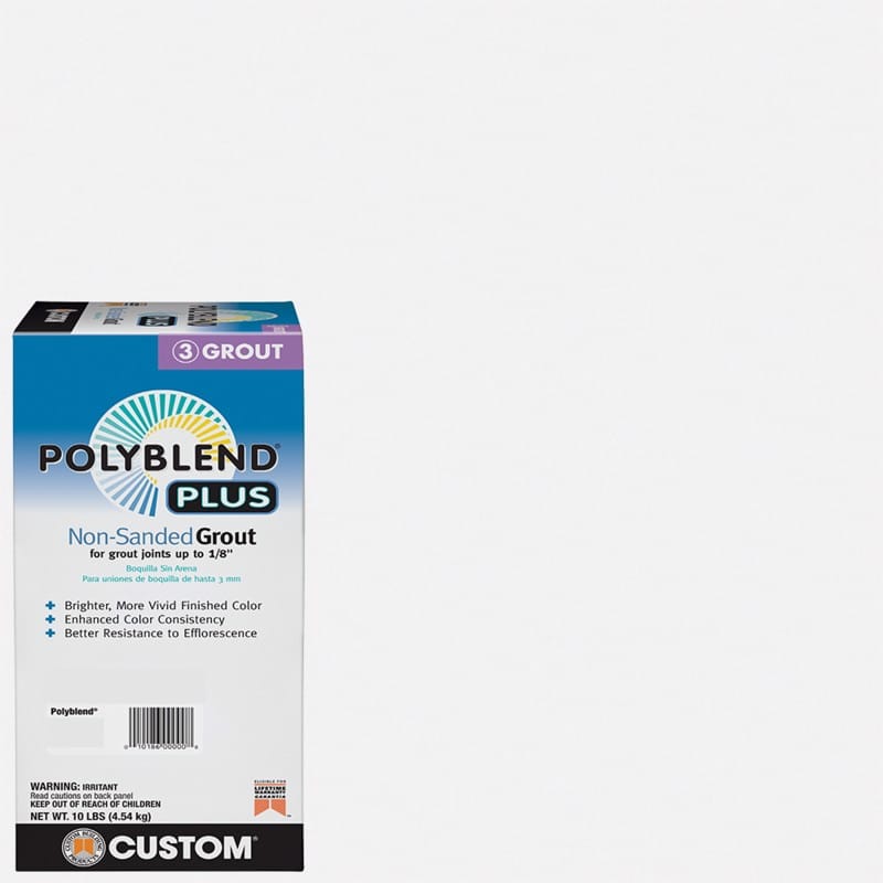 Custom Building Products PBPG64010 Polyblend Plus Indoor and Outdoor Arctic White Non-Sanded Grout 10 lb