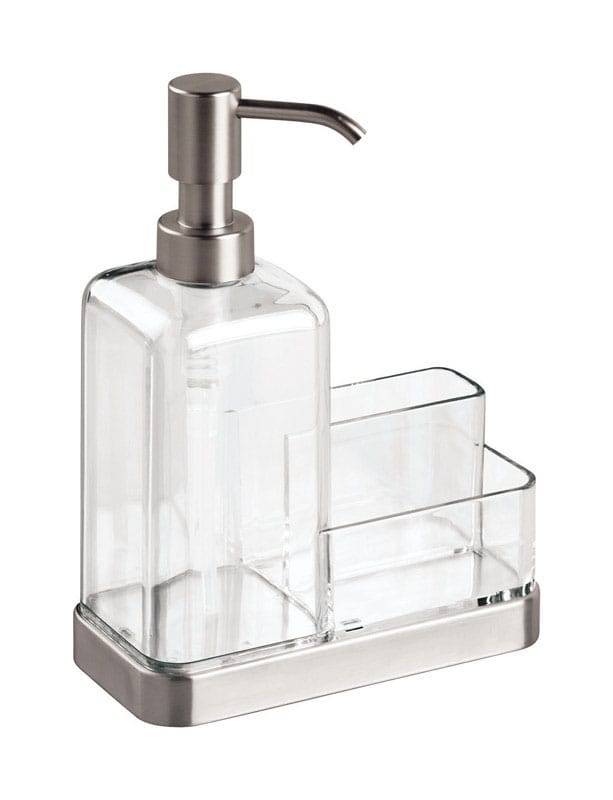 Interdesign 67080 Forma Clear Stainless Steel Soap and Sponge Caddy