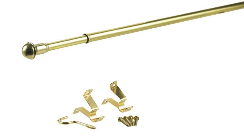 Kenney KN387/3NP Brass Gold Traditional/Transitional Curtain Rod 48 in. L X 86 in. L