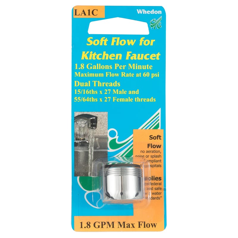 Whedon LA1C Laminar Flow Dual Thread 15/16 in.- 27M x 55/64 in.-27F Chrome Plated Faucet Aerator