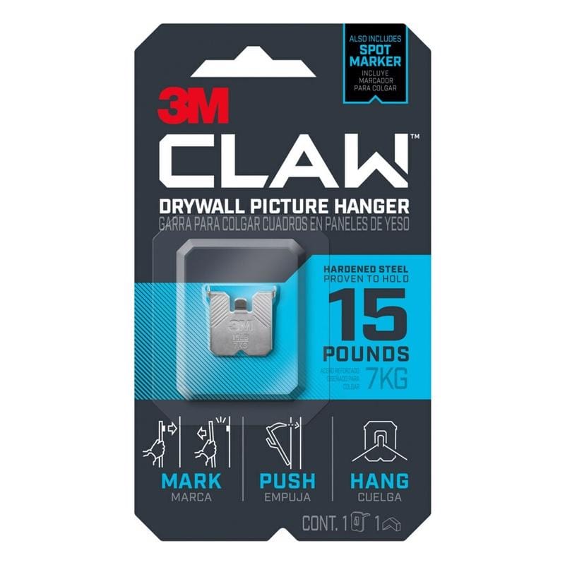 3M 3PH15M-1ES Claw Silver Drywall Picture Hanger 15 lb 1 pk