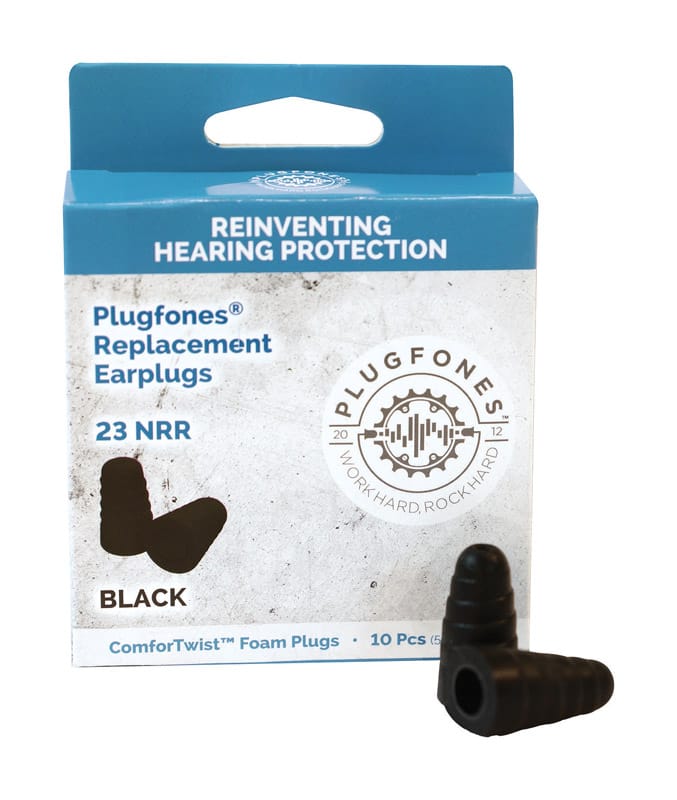 Plugfones PRP-FB10 ComforTwist 29 dB Soft Foam Replacement Tip Replacement Ear Plugs Black 5 pair