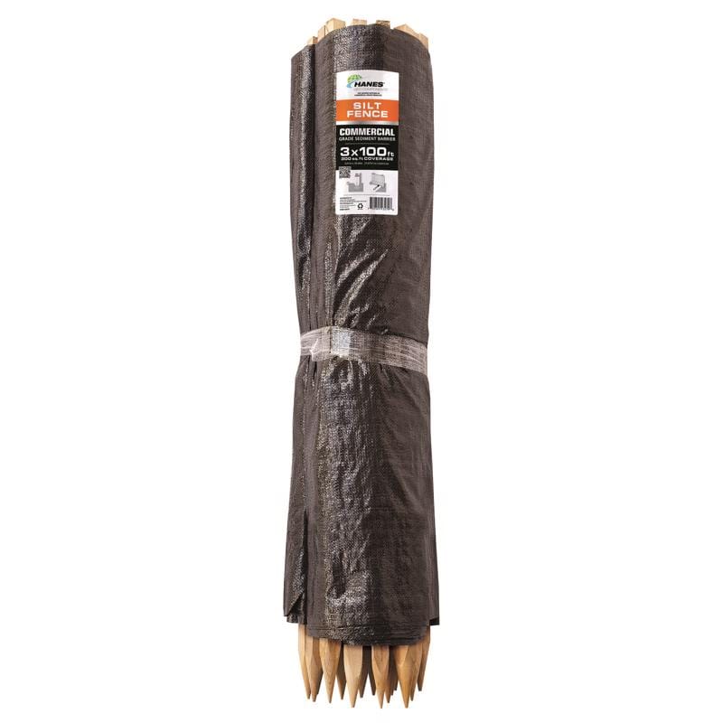 Hanes 43479 3 ft. H X 100 ft. L Polypropylene Silt Fence Black